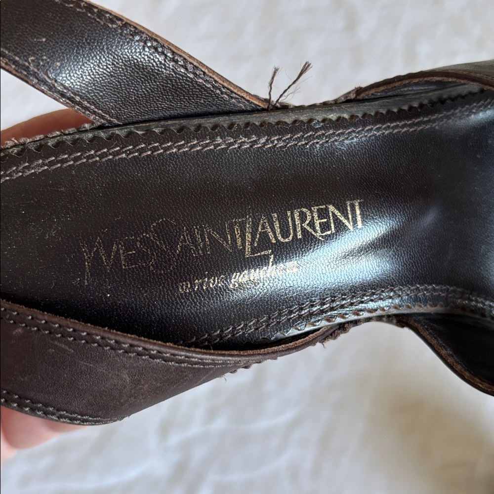 Vintage YSL Wood Stud Sandals Heels - Picture 9 of 16